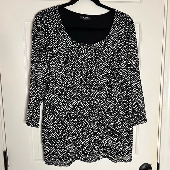 Alfani Tops - Alfani Women sheer lined black with white dots size 1X